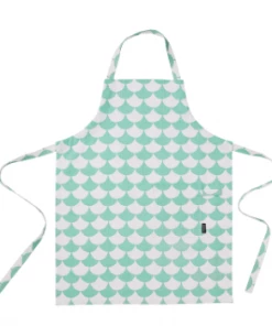 Littlephant White and Aqua Big Wave Cotton Apron