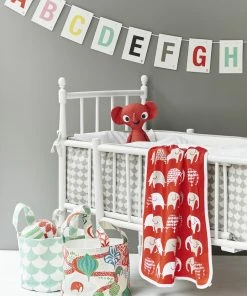 Littlephant Small White and Aqua Big Waves Soft Basket