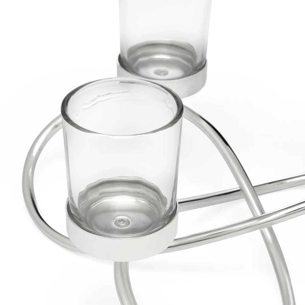 Bredemeijer Zilverstad Tealight Holder Infinity Design In Laquered Silver Plate Finish With Glass 3 Arms 6 Bredemeijer Zilverstad Tealight Holder Infinity Design In Laquered Silver Plate Finish With Glass 3 Arms