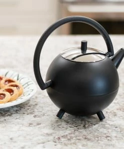 Bredemeijer 1.2L Matt Black Double Wall Saturn Design Teapot